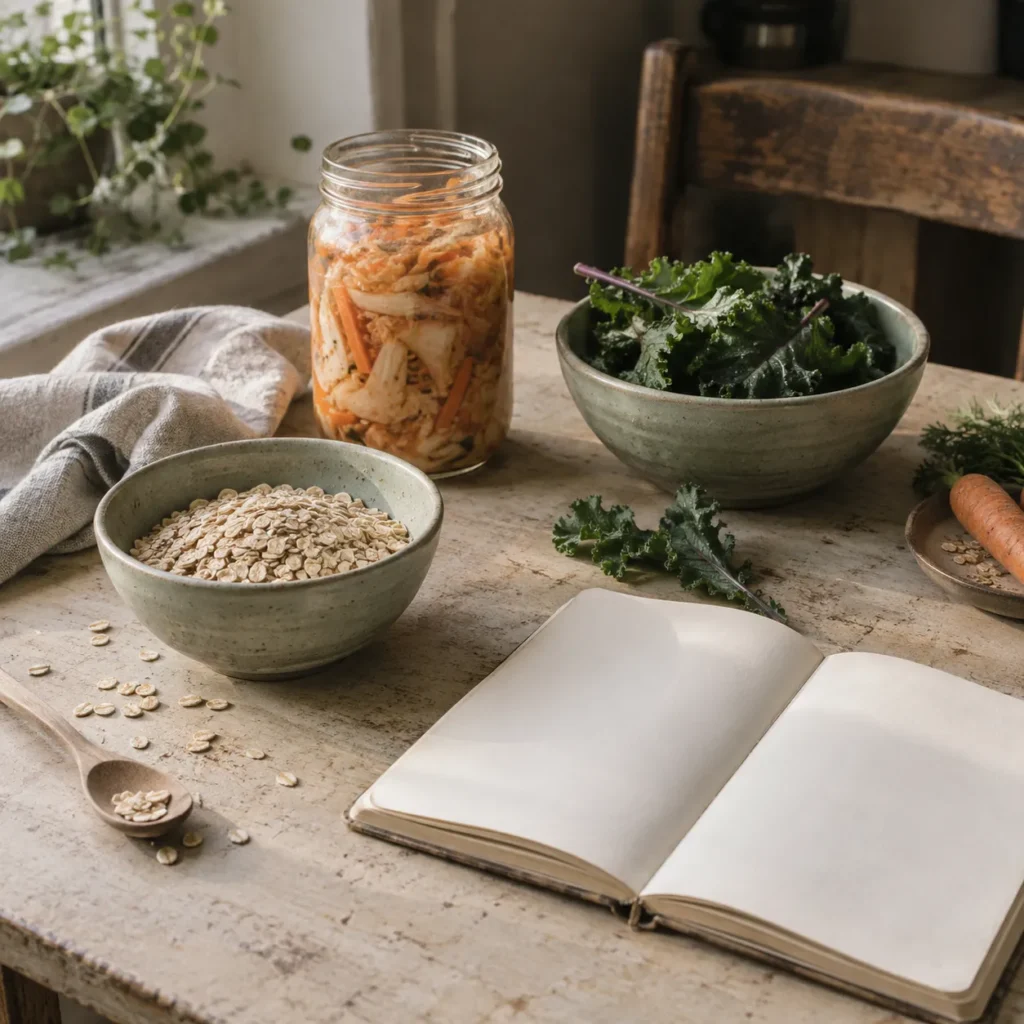 Foods representing gut health research.