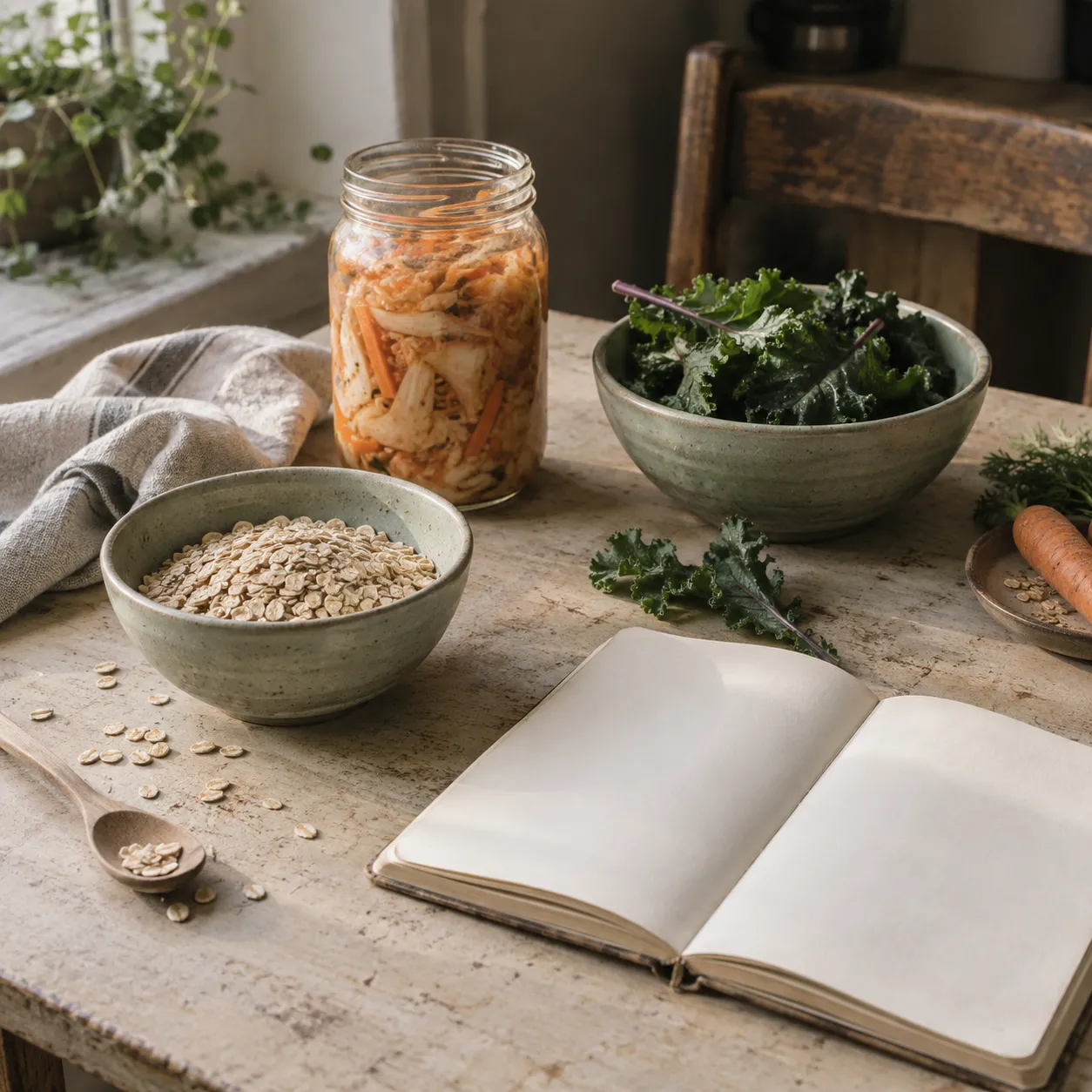 Foods representing gut health research.