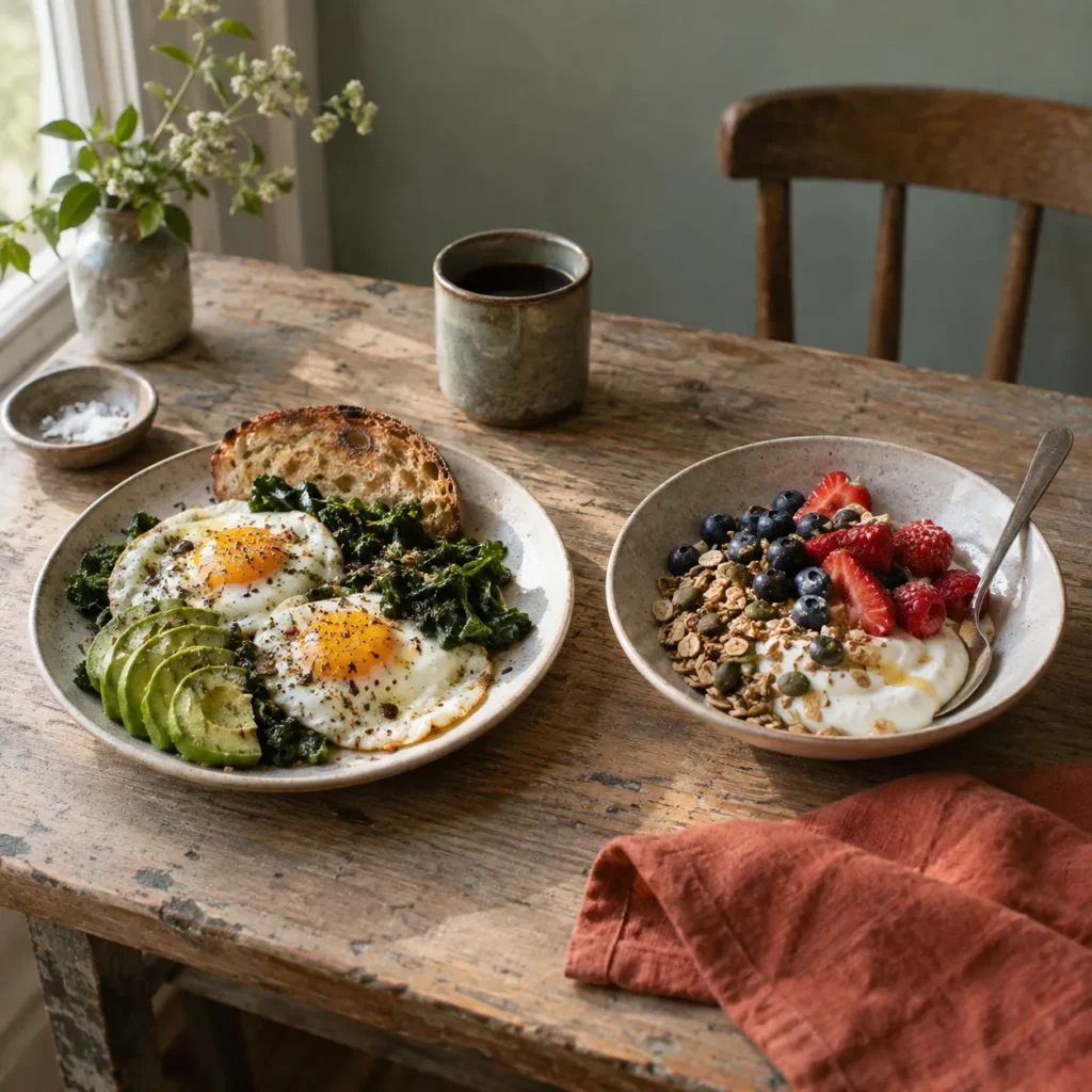 A balanced breakfast for weight management.