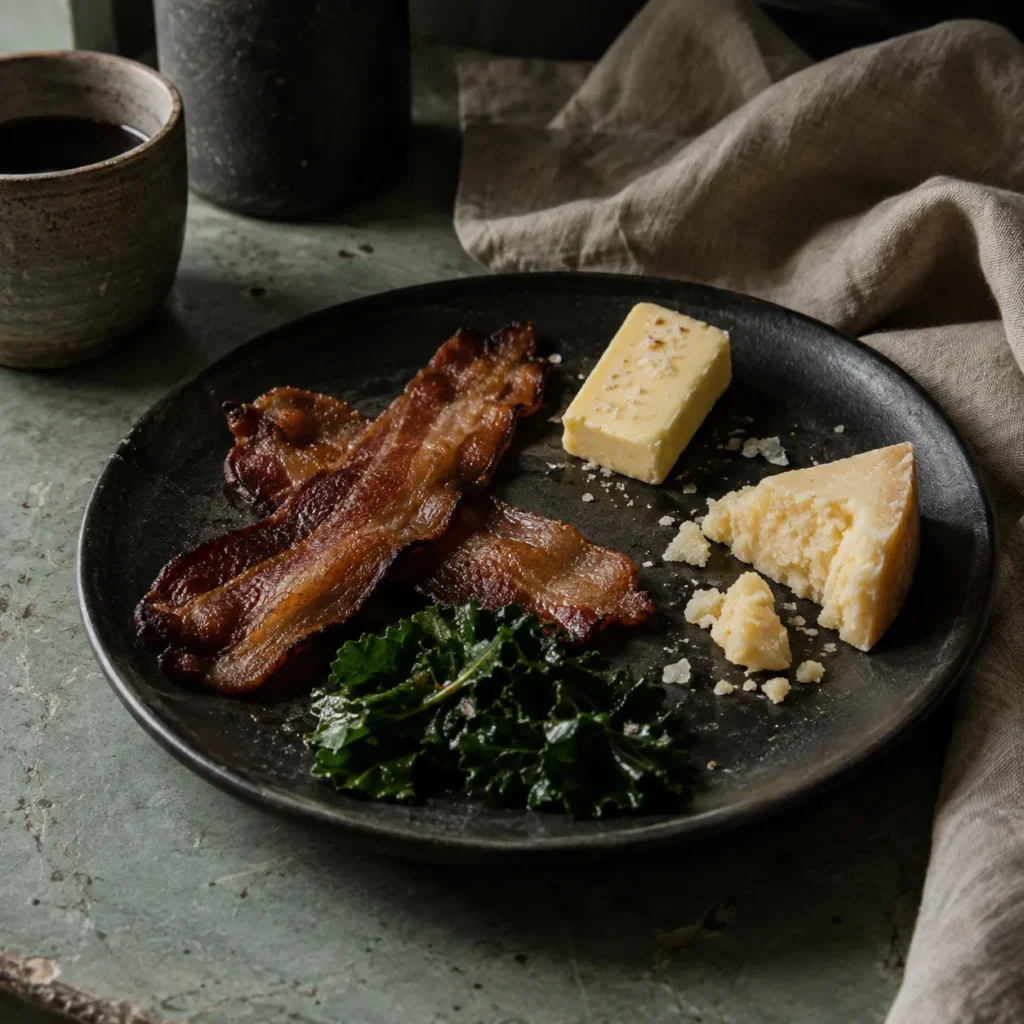Ketogenic foods beside heart and kidney health symbols.