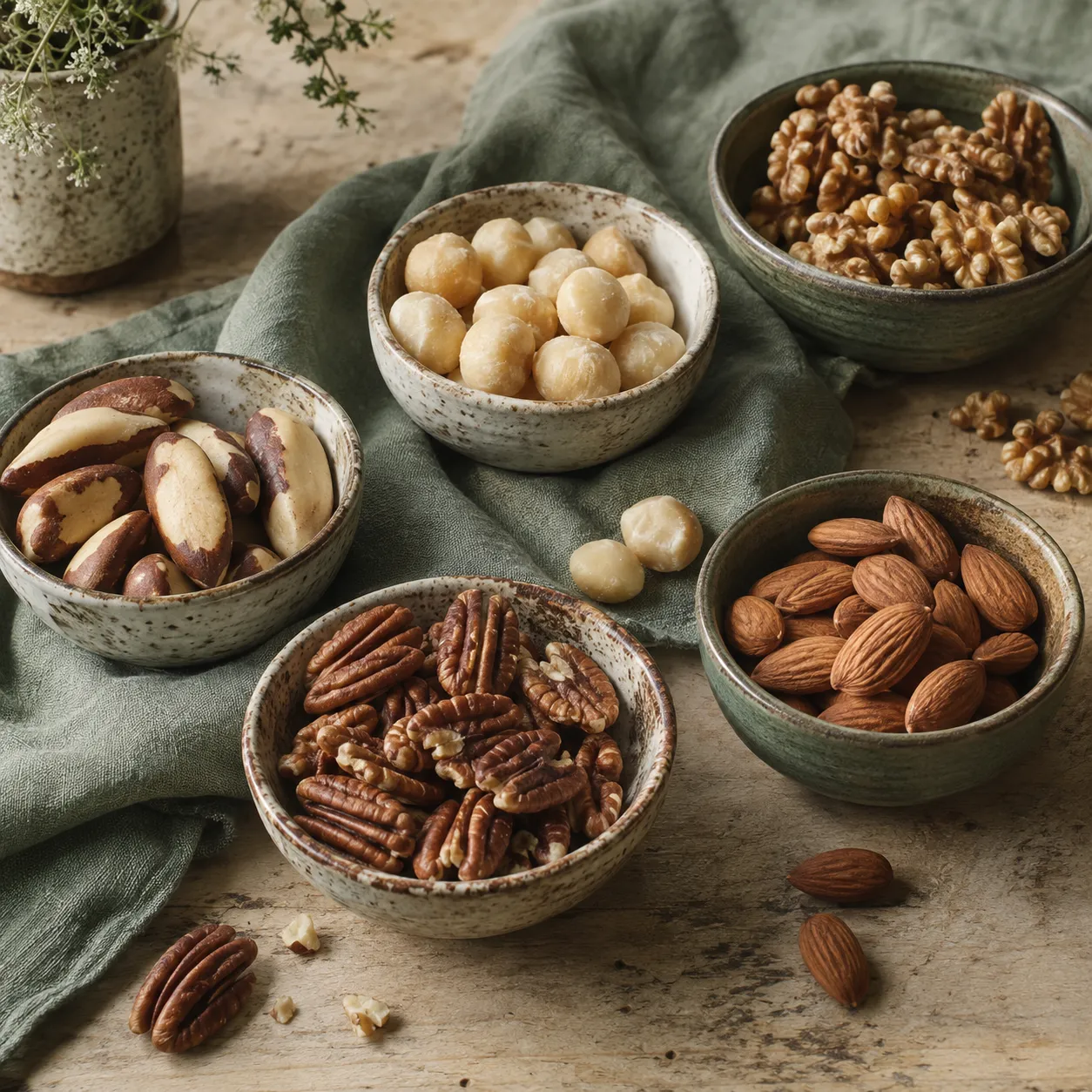 A selection of nuts suitable for a ketogenic diet.